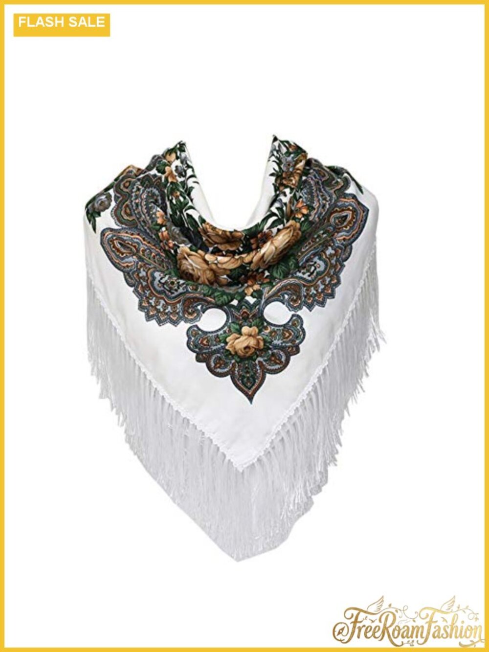 Cotton Tassel Scarf Large Square Shawl Wrap Boho Fringe 43x43